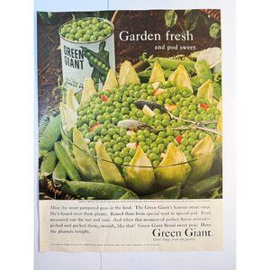 Vintage 1961 Green Giant Peas Food Advertisement Print Ad